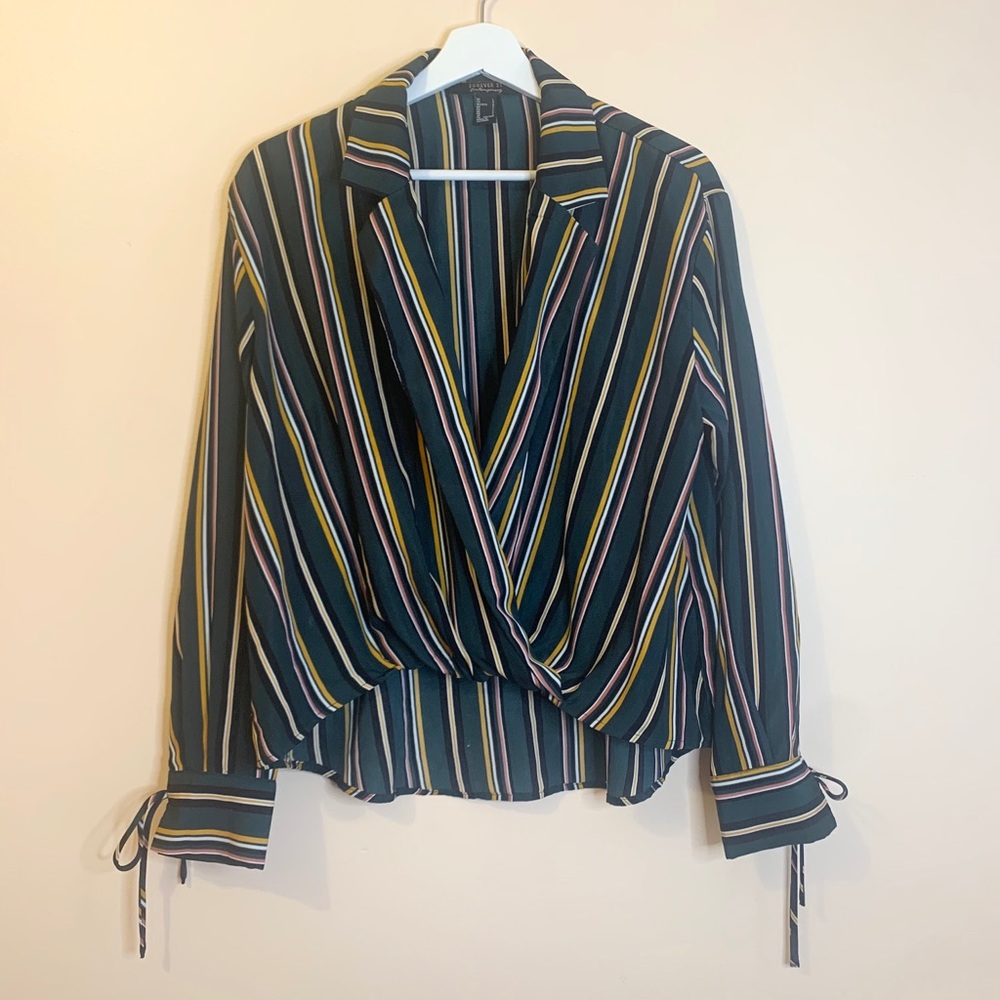 Forever 21 green stripes long sleeves